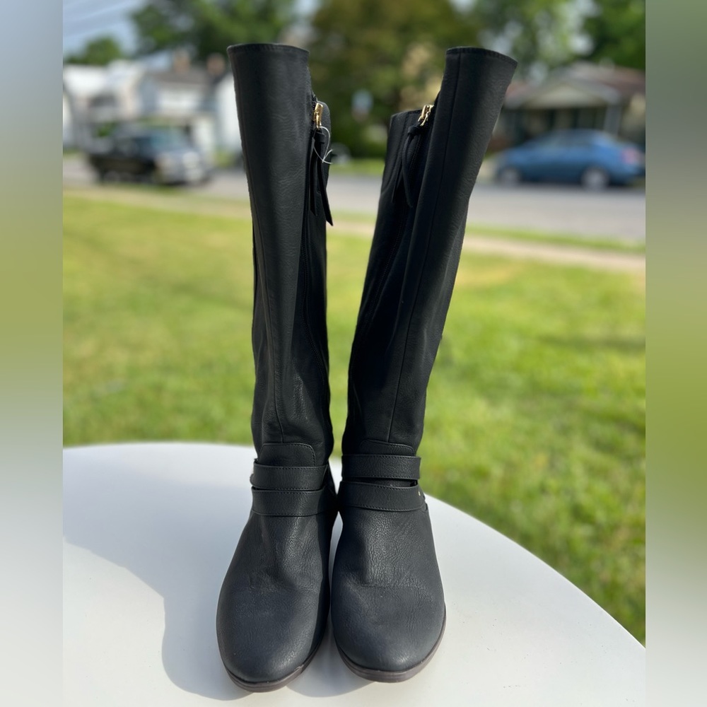 New Dr. Scholl's Womens Reach for it Riding Boots Leather Wide Calf